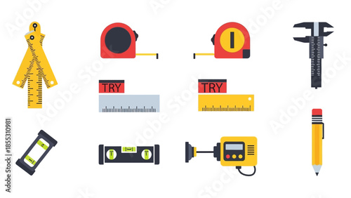 Flat design construction tools icons set for diy projects and