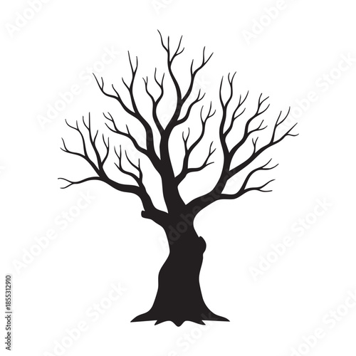 Dead tree silhouette vector icon on white background 