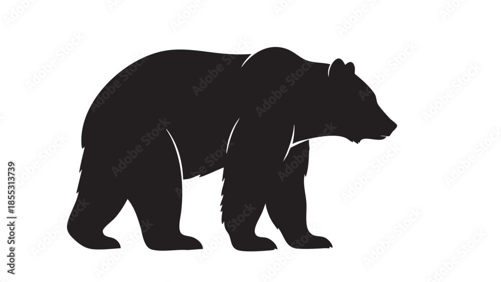 Fototapeta premium black bear silhouette vector icon white background 