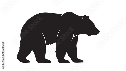 black bear silhouette vector icon white background 