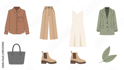 Minimalist fashion ensemble with earth tones for modern wardrobe essentials