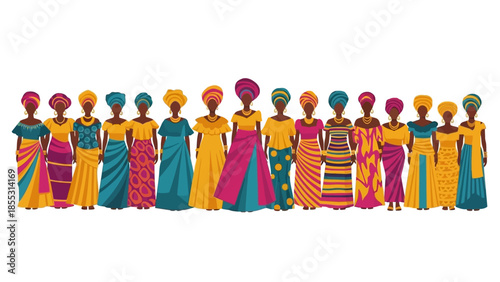 Vibrant african fashion parade in traditional attire