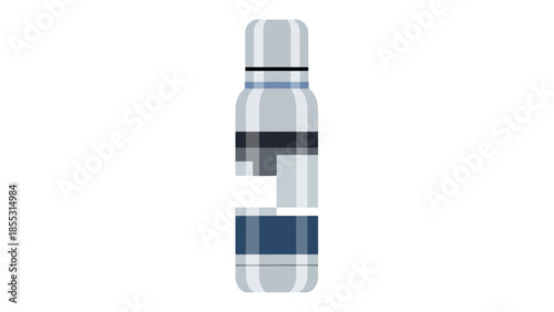 Modern flat icon of thermos with geometric color blocks