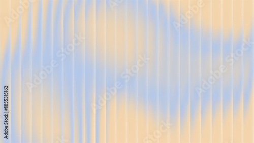 Ribbed glass background with refraction effect. Reeded glass with blue and yellow gradient. Abstract vector background