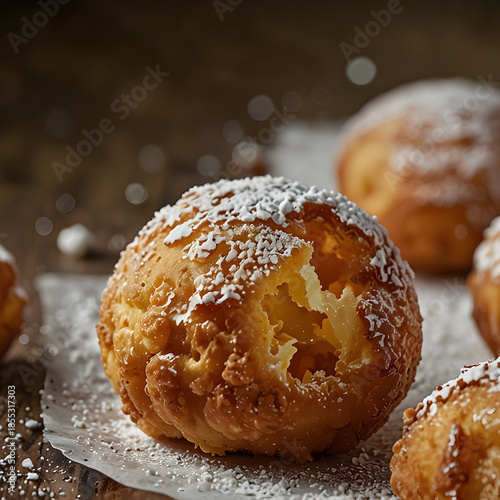 Deep-fried butter bites with powdered sugar delight