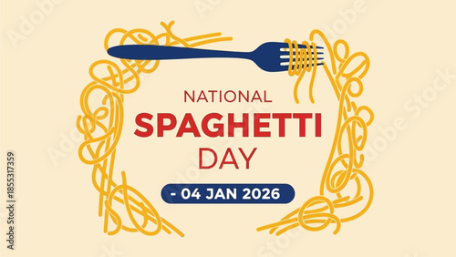 National Spaghetti Day celebration with fork and spaghetti