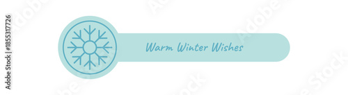 Blue snow flake outline icon creates a winter holiday label for box or package. Ornament seal for christmas lid adds a festive accent as decorative element. Simple outline style, ideal seasonal