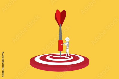 Artificial intelligence to achieve a target, symbolizing artificial intelligence implementation, technological advancement, and goal