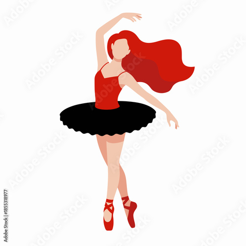 Woman Standing Arms Up Victory Pose Red Hair Vector Illustration