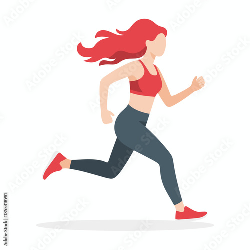 Woman Jumping Rope Skipping Exercise Red Hair Vector Illustration