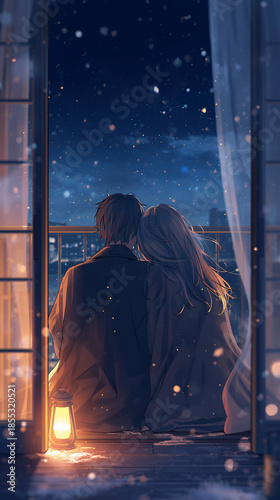 romanric man and woman in the window
