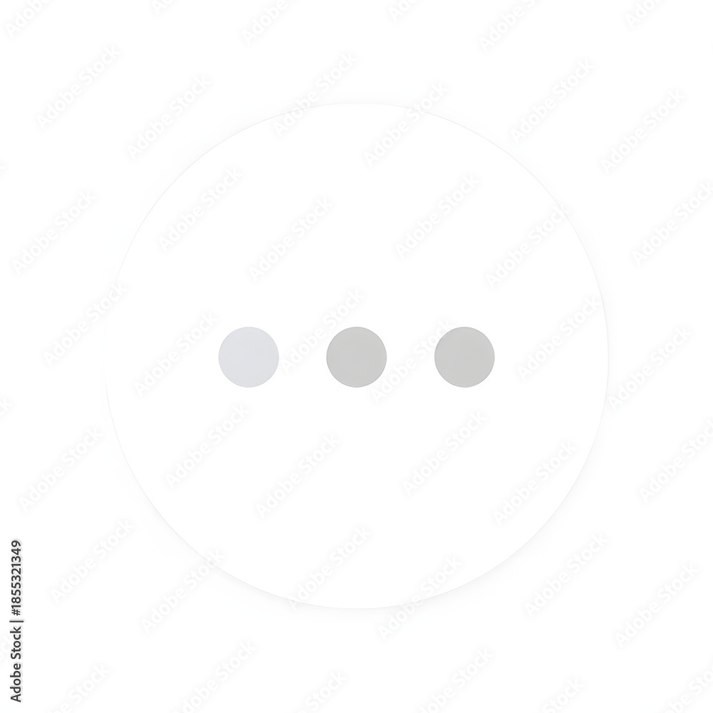 Fototapeta premium Loading spinner: 3 dots pulse animation frame 1, light gray, circular layout, flat design