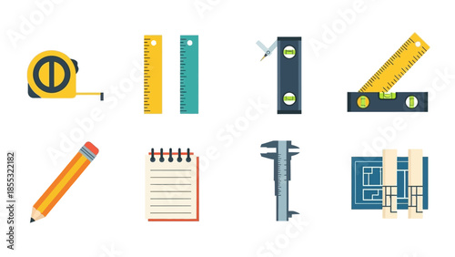 Essential tools for precision: measuring and drafting equipment icons