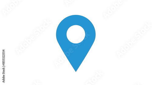 Blue map pin icon for navigation and location marking in minimal style