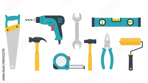 Essential hand tools for diy projects and home improvement in flat