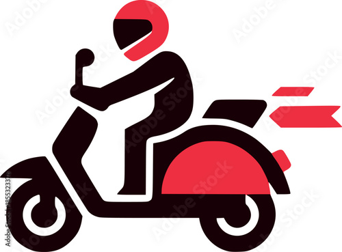 Dynamic Scooter Rider Icon with Helmet for Quick Delivery Services