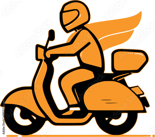 Modern Winged Delivery Scooter Rider Graphic, Quick Transportation Concept