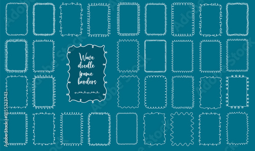 wave, border, frame, doodle, seamless, pattern, Invite White Wave doodle frame borders