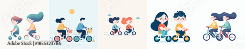 Vector Illustration of a Cute and Adorable Person Riding a Bicycle