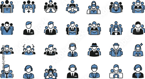 Blurry cartoon characters in various poses and attire