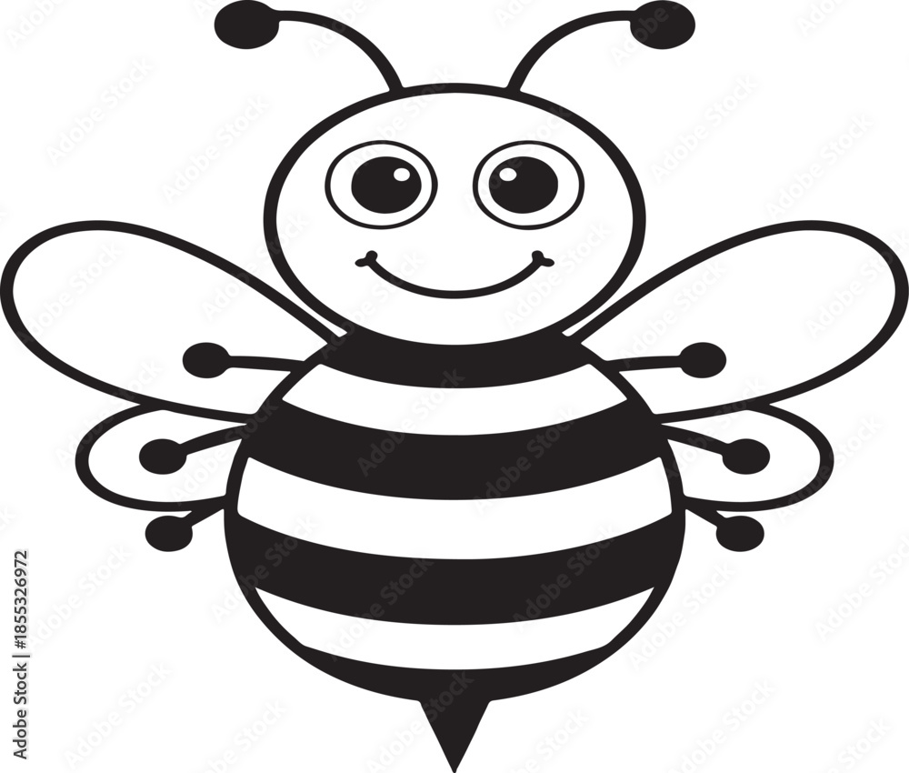 Fototapeta premium smiling bee cartoon character with big eyes and antennae