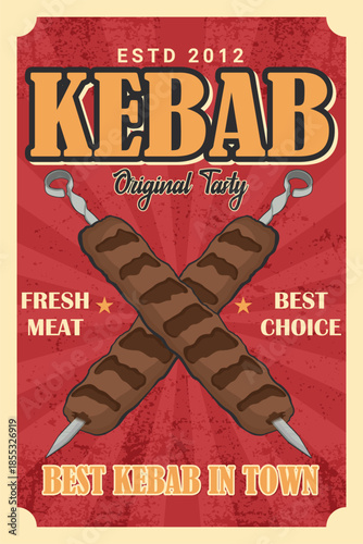 Vintage Delicious Kebab Advertisement Poster