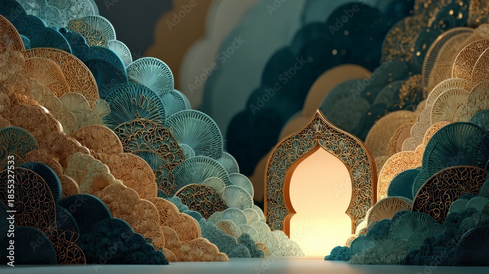 custom made wallpaper toronto digitalUnique 3D Illustration Inspired by Islamic Art Celebrating Cultural Richness and Tradition