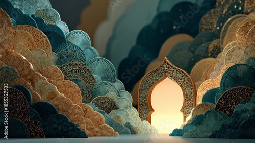Wallpaper Mural Unique 3D Illustration Inspired by Islamic Art Celebrating Cultural Richness and Tradition Torontodigital.ca