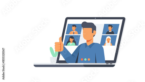 Virtual meeting concept with diverse business team on videoconference