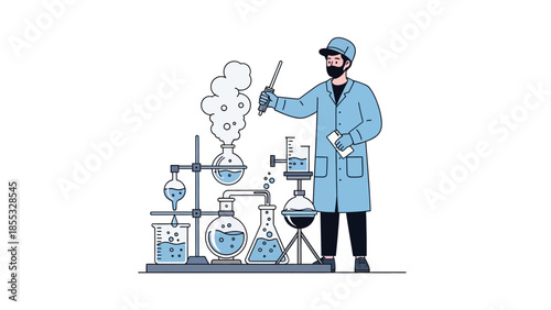 Scientist conducting chemistry experiment in a laboratory with