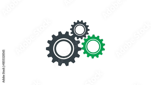 Colorful gear mechanism design on white background