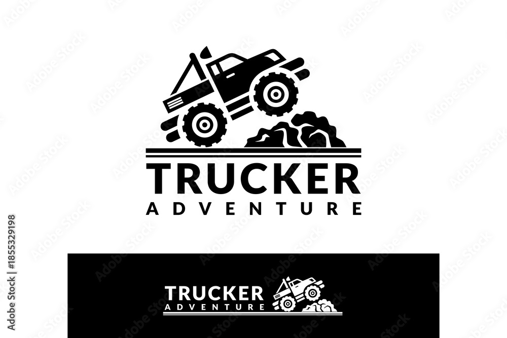 Obraz premium Monster truck logo design template ready for offroad sport vehicle and automotive company
