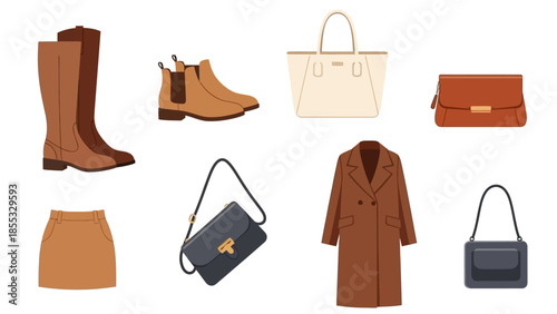 Fashionable autumn essentials: boots, bags, and outerwear