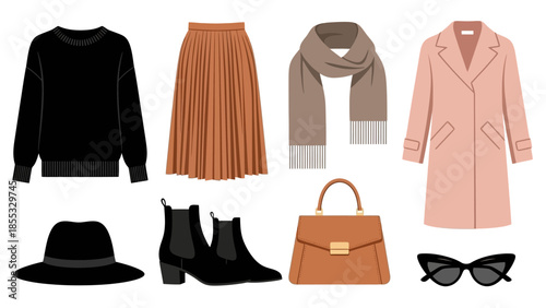 Chic autumn wardrobe essentials: cozy sweaters, trendy coats, and stylish accessories