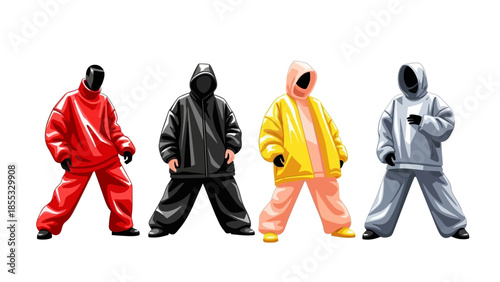 Colorful hoodie outfits in modern streetwear style