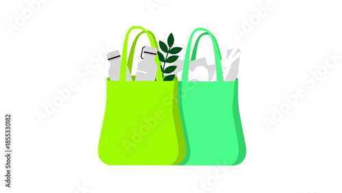 Eco-friendly shopping with reusable bags and sustainable items