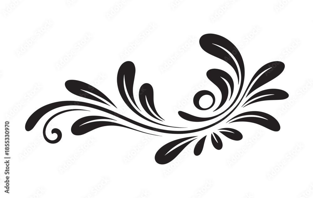 Fototapeta premium Elegant Floral Swirl Ornament with Bold Decorative Vines and Graceful Botanical Curves