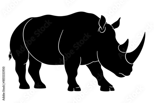 Rhino Silhouette Vector Rhinoceros Wildlife Animal Icon endangered Species Isolated on White Background