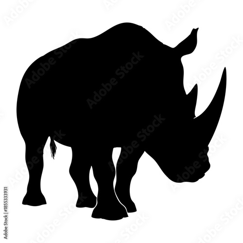 Rhino Silhouette Vector Rhinoceros Wildlife Animal Icon endangered Species Isolated on White Background