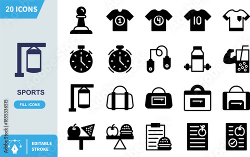 Simple dark blue silhouette icon representing a heavy punching bag suspended from a support structure perfect for sports and fitness illustration projects