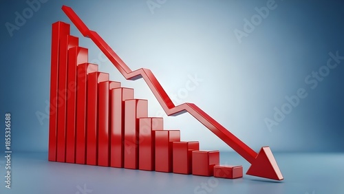 Free Download Red 3D Bar Chart Showing Economic Decline - GFXLoad