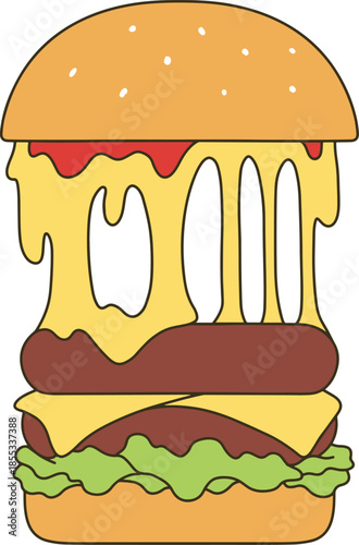 Delicious Dripping Cheese Burger