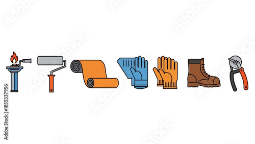 Construction and renovation tools illustrated in modern flat style
