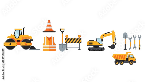Construction equipment and safety gear set for building projects