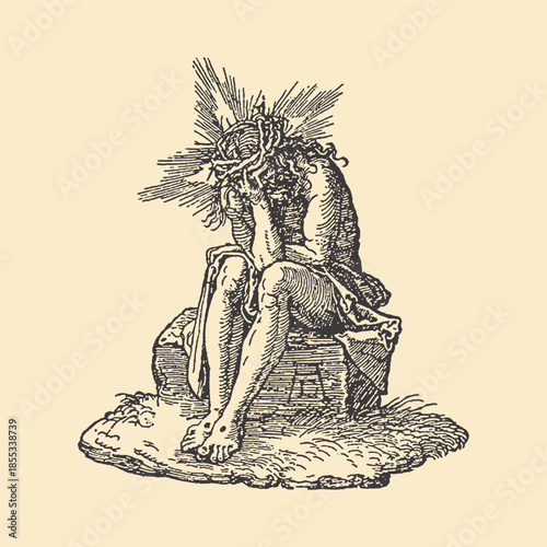 Vintage Allegorical Female Figure Engraving