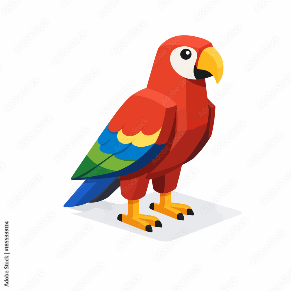Fototapeta premium Loro isométrico en diseño moderno
