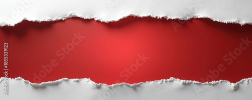 Wallpaper Mural Torn white paper strip reveals vibrant red background for text placement. Material has rough uneven edges, creating a simple graphic element for design. Torontodigital.ca