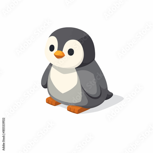 Pengüino bebé encantador en isométrico