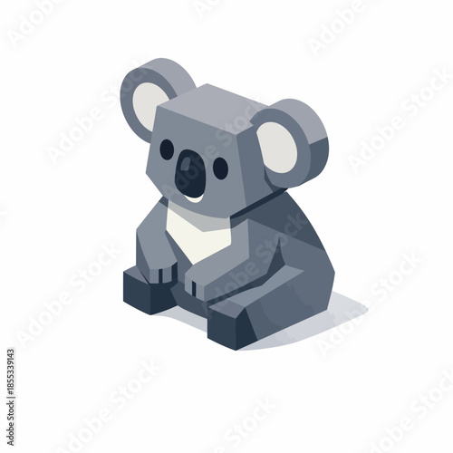 Koala isométrico sobre fondo blanco