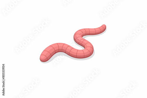 Gusano rosa en diseño isométrico